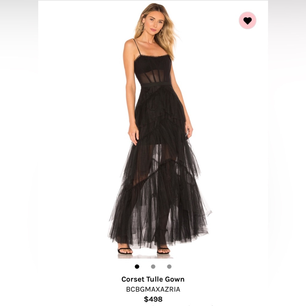 BCBGMAXAZRIA Corset Tulle Gown in black